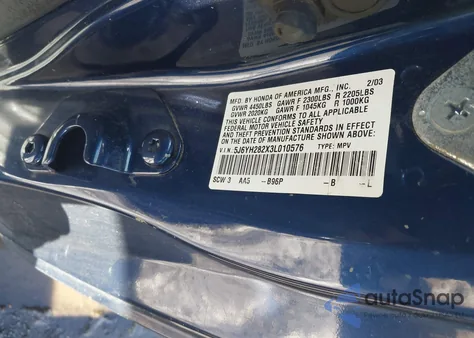 2003 Honda Element Dx from USA, damaged, VIN 5J6YH282X3L010576